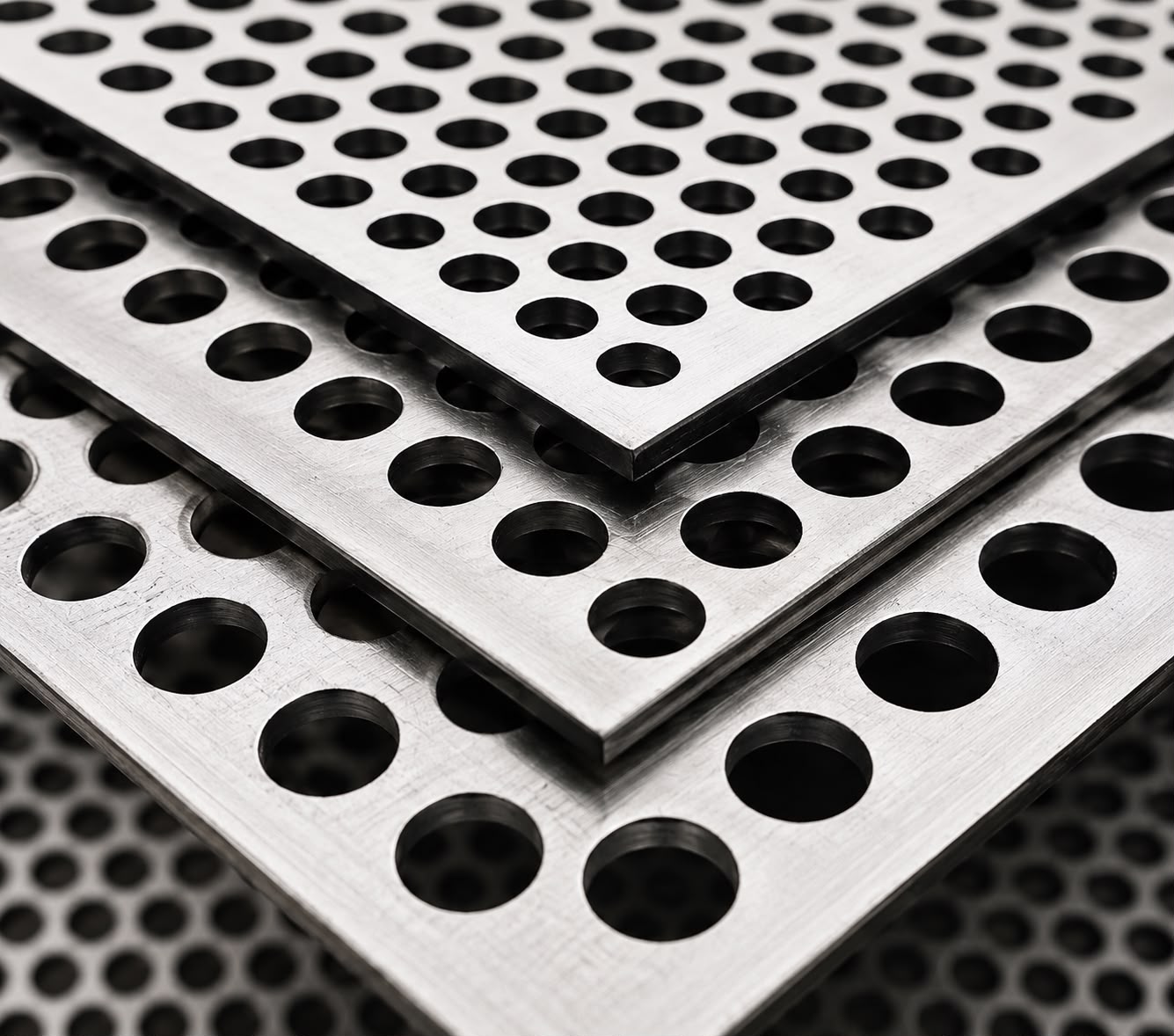 Lámina anti desgaste especial perforada con huecos hexagonales y redondos para material superior a 3 pulgadas
